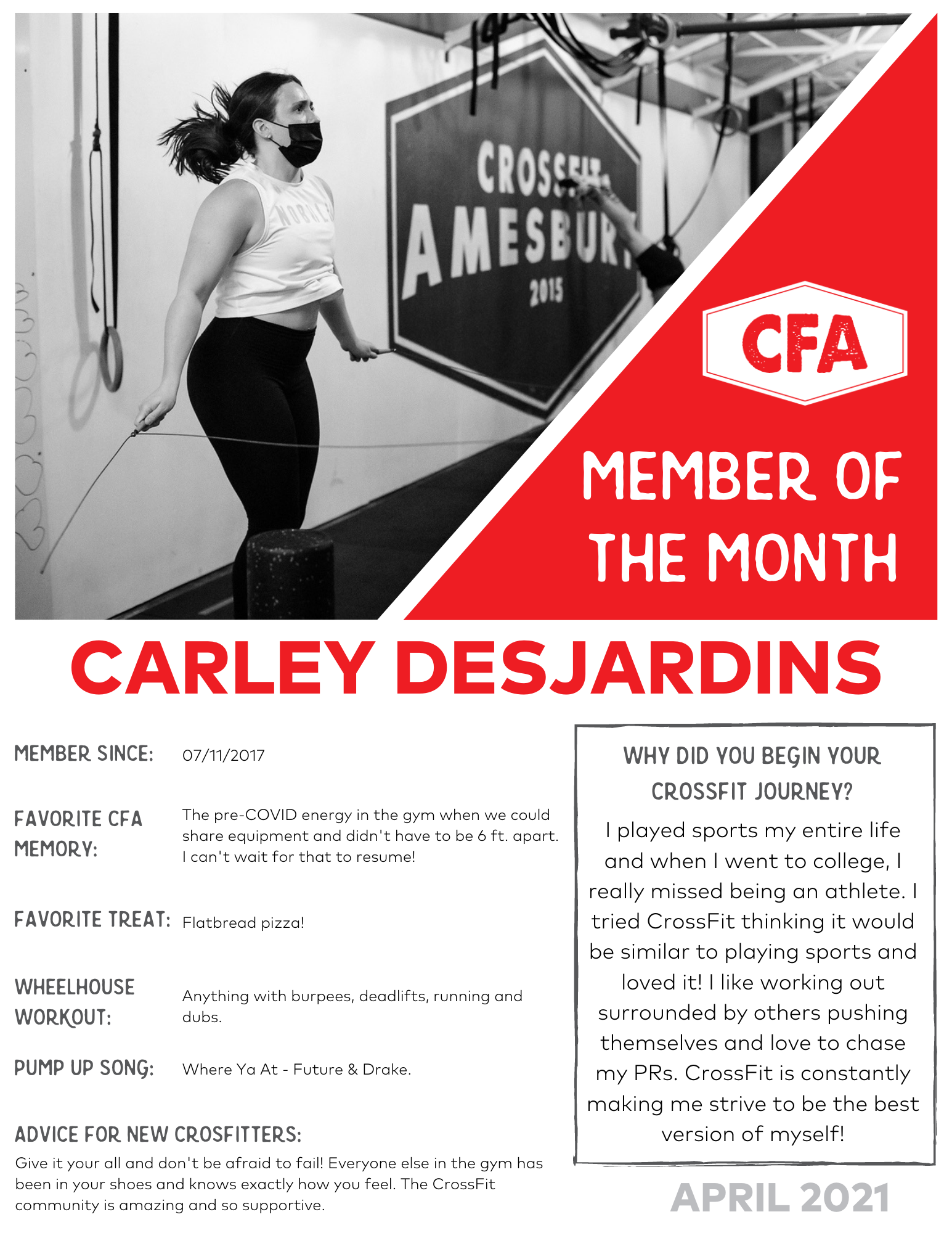 Carley Member of the Month